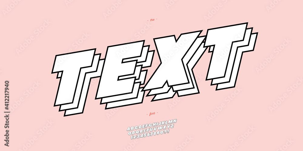 Vector text font 3d bold style trendy typography for infographics, motion graphics, video, promotion, decoration. 10 eps - obrazy, fototapety, plakaty 
