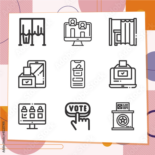 Simple set of 9 icons related to voters