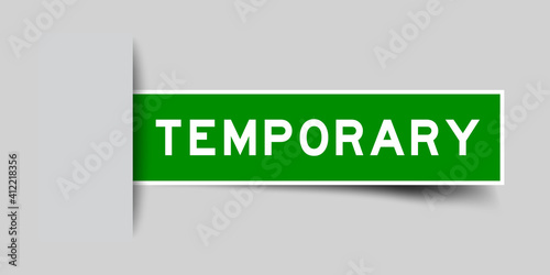 Label sticker green color in word temporary that inserted in gray background
