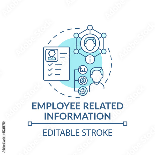 Employee related information concept icon. Learning resumes of workers idea thin line illustration. Material and working conditions. Vector isolated outline RGB color drawing. Editable stroke