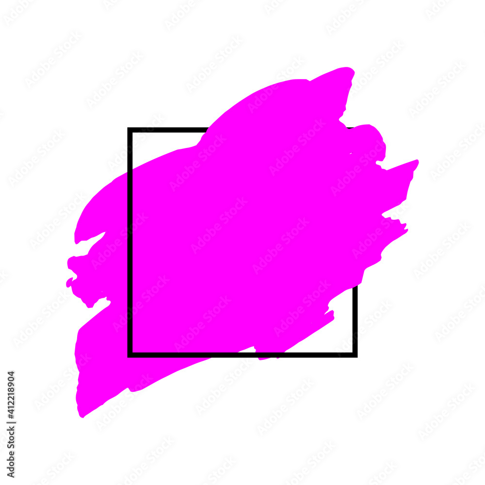 Art abstract pink brush paint texture design acrylic stroke over black square frame vector illustration. Logo brush painted watercolor background. Perfect For Logo, Sale banner, Icon, headline. Art abstract pink brush paint texture design acrylic stroke over black square frame vector illustration. Logo brush painted watercolor background. Perfect For Logo, Sale banner, Icon, headline.