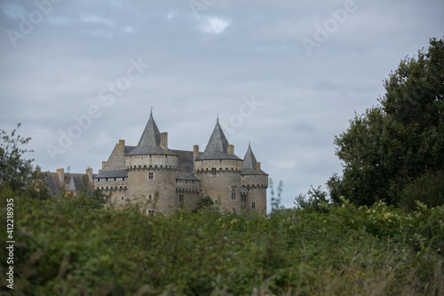 View on the Castle of Suscinio, mediaval castle in Sarzeau, Morbihan, Bretagne, France.