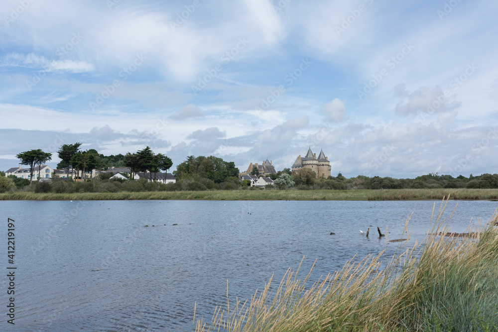 View on the Castle of Suscinio, mediaval castle in Sarzeau, Morbihan, Bretagne, France.