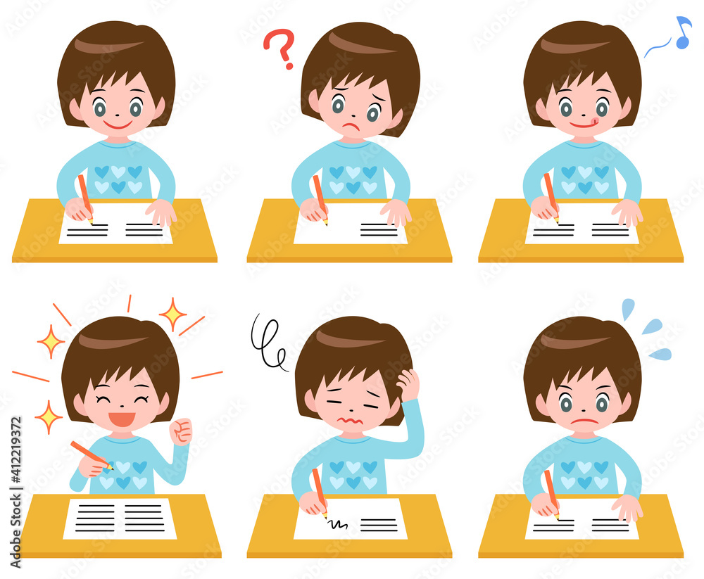 girls studying various facial expressions girls studying various facial expressions
