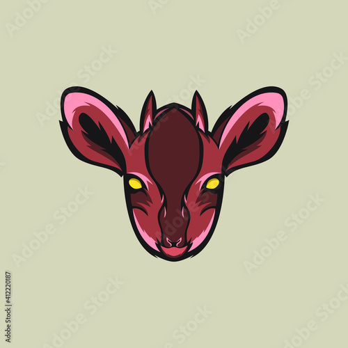 vector logo illustration of an aggressive deer head