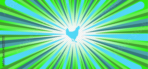 chicken steam sunburst background