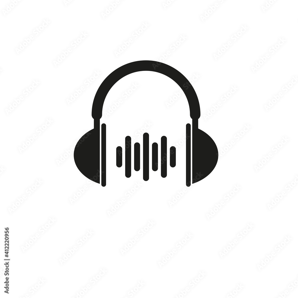 The headphone icon. simple flat vector illustration on a white background The headphone icon. simple flat vector illustration on a white background