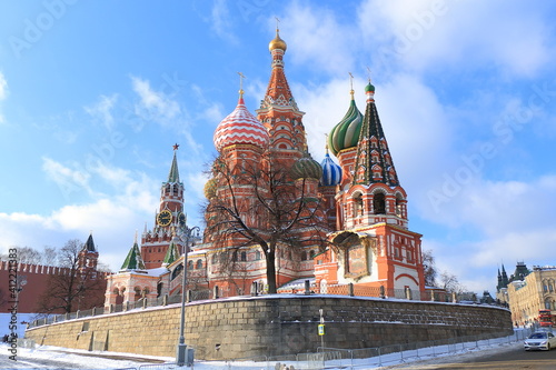 St. Basil's Cathedral and the Spasskaya Tower of the Moscow Kremlin on Red Square