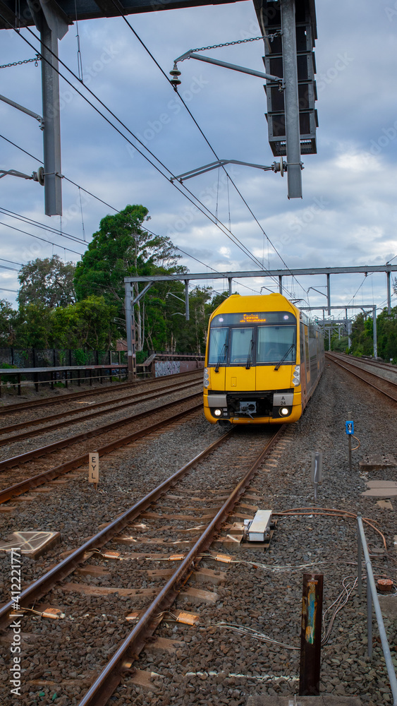 Naklejka premium Passages Train going through Summer Hill Station NSW Australia