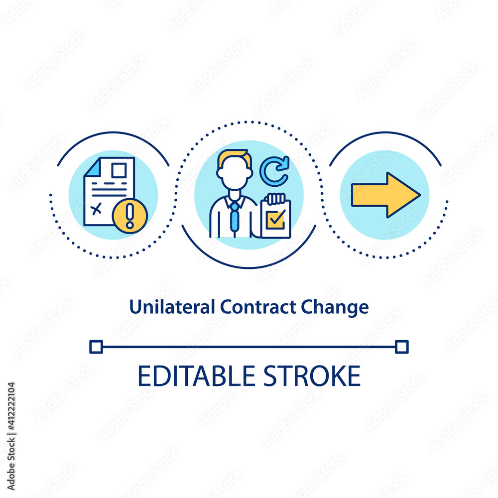 Unilateral contract change concept icon. Modifications to contract by one side idea thin line
