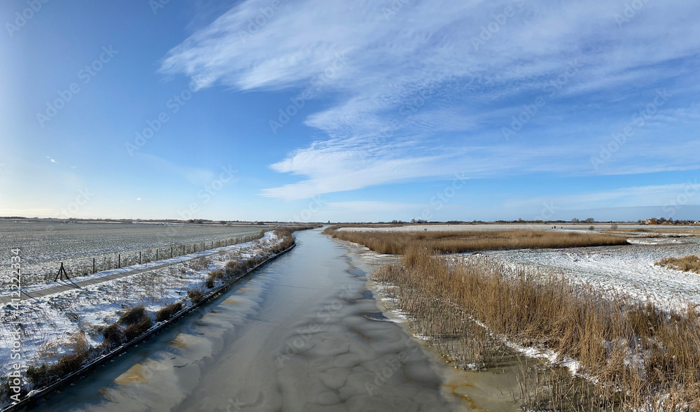 Panorama from a frozen canal