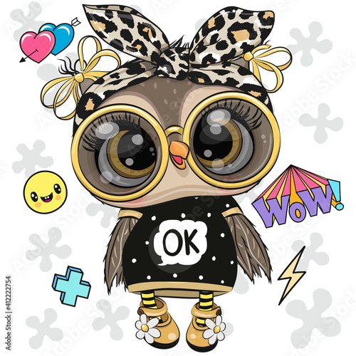 Cute Owl with sun glasses