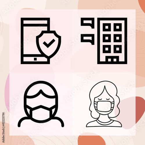 Simple set of interfering related lineal icons