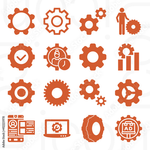 16 pack of arranged  filled web icons set