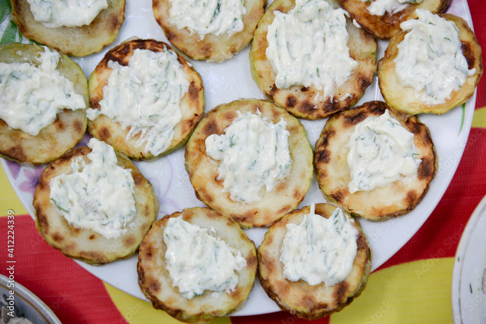 close the plate with canapes close the plate with canapes