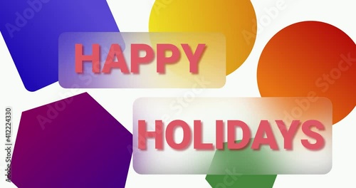 Happy holidays slogan on slass mordhism concept animation