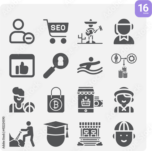 Simple set of smile related filled icons.