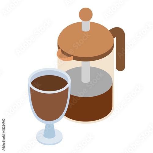 Fresh coffee icon. Isometric illustration of fresh coffee vector icon for web