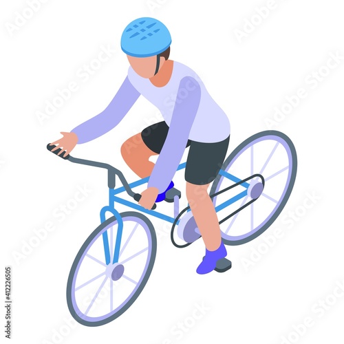 Kid cycling icon. Isometric of kid cycling vector icon for web design isolated on white background