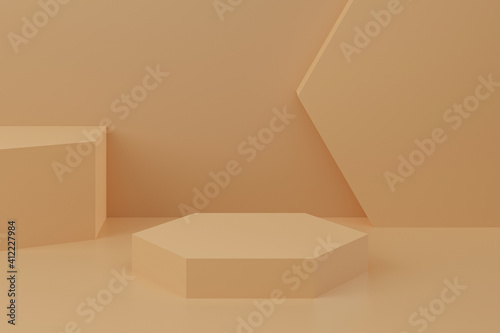 Minimal background, mock up with podium for product display,abstract white geometry shape