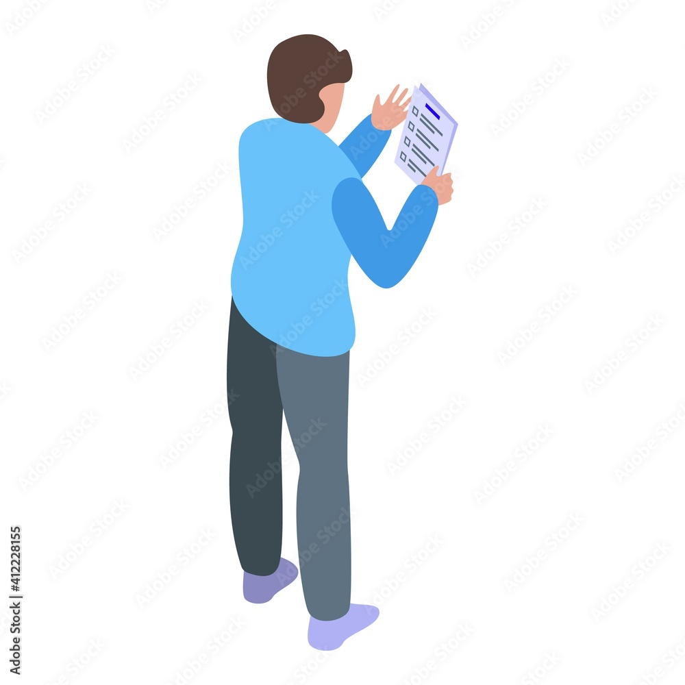 Reading school test icon. Isometric of reading school test vector icon for web design isolated on white background Reading school test icon. Isometric of reading school test vector icon for web design isolated on white background