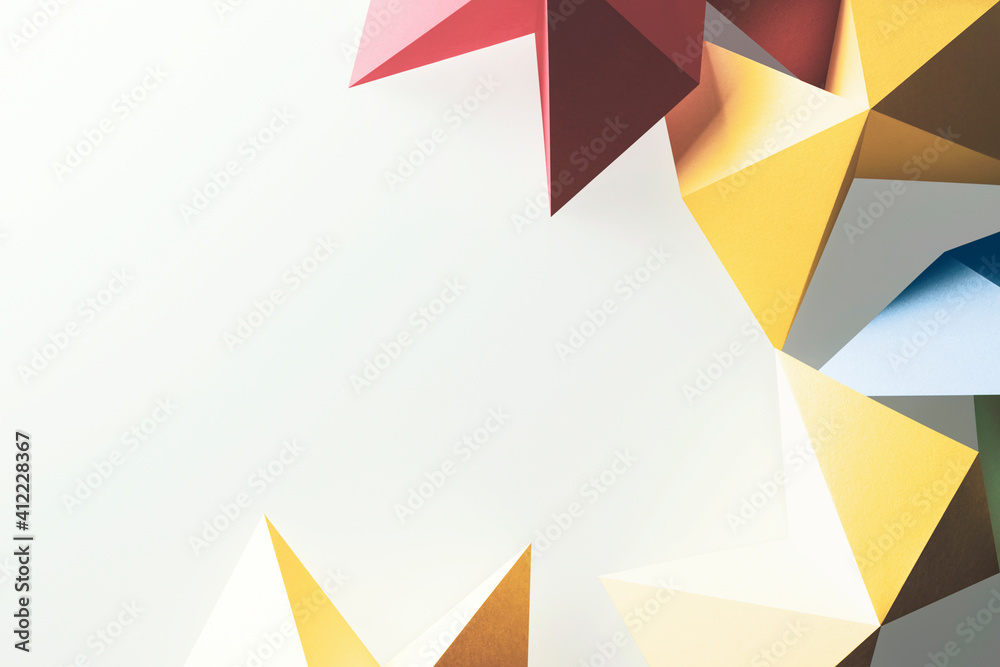 Composition of geometric shapes made colorful paper, white background Composition of geometric shapes made colorful paper, white background