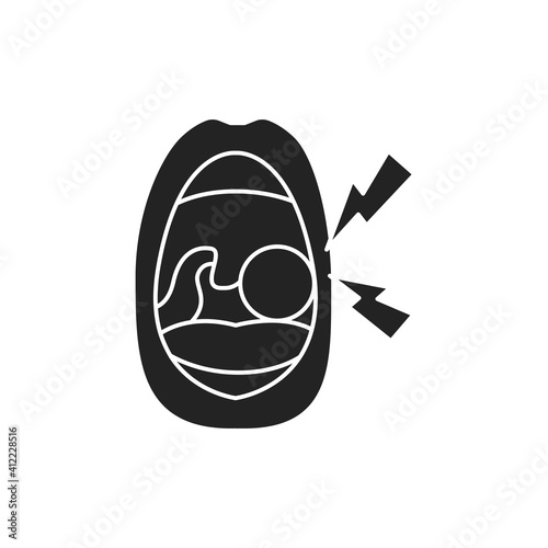 Open mouth with paratonsillar abscess line color icon. Sign for web page, mobile app