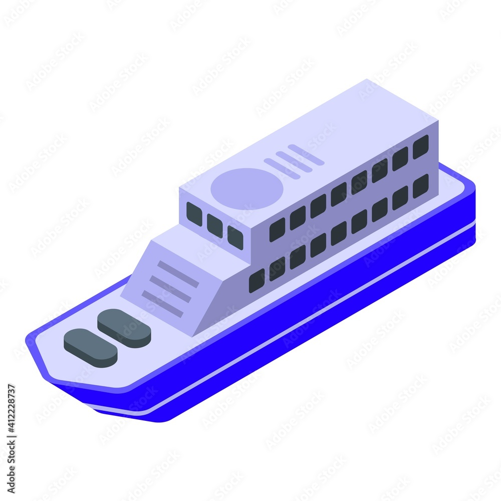 Ferry vehicle icon. Isometric of ferry vehicle vector icon for web design isolated on white background Ferry vehicle icon. Isometric of ferry vehicle vector icon for web design isolated on white background