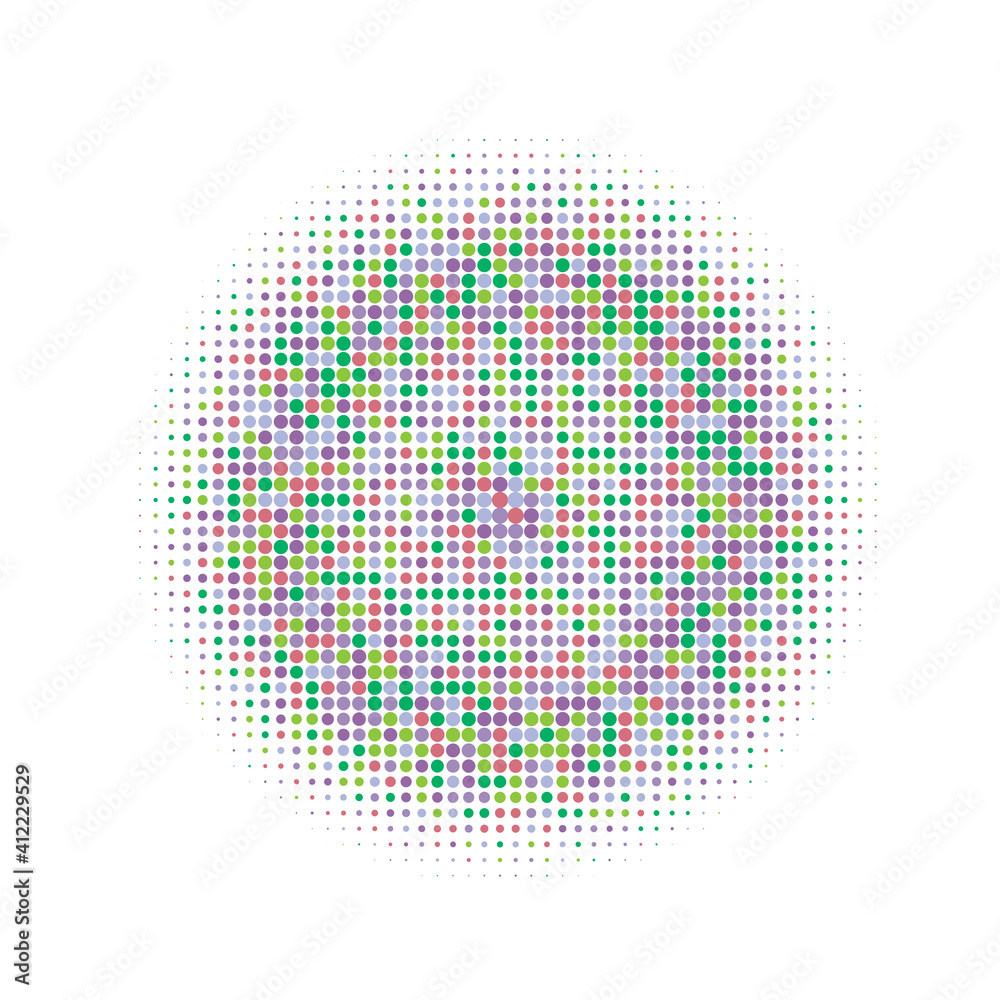 Colorful halftone circles, dots pattern, vector, grunge. Comic texture background. Monochrome half-tone. Circle halftone Dots, Yellow, red, orange, green geometric gradient for pop art designs.