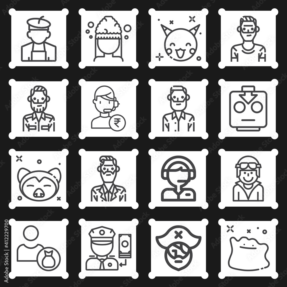 16 pack of two people lineal web icons set 16 pack of two people lineal web icons set