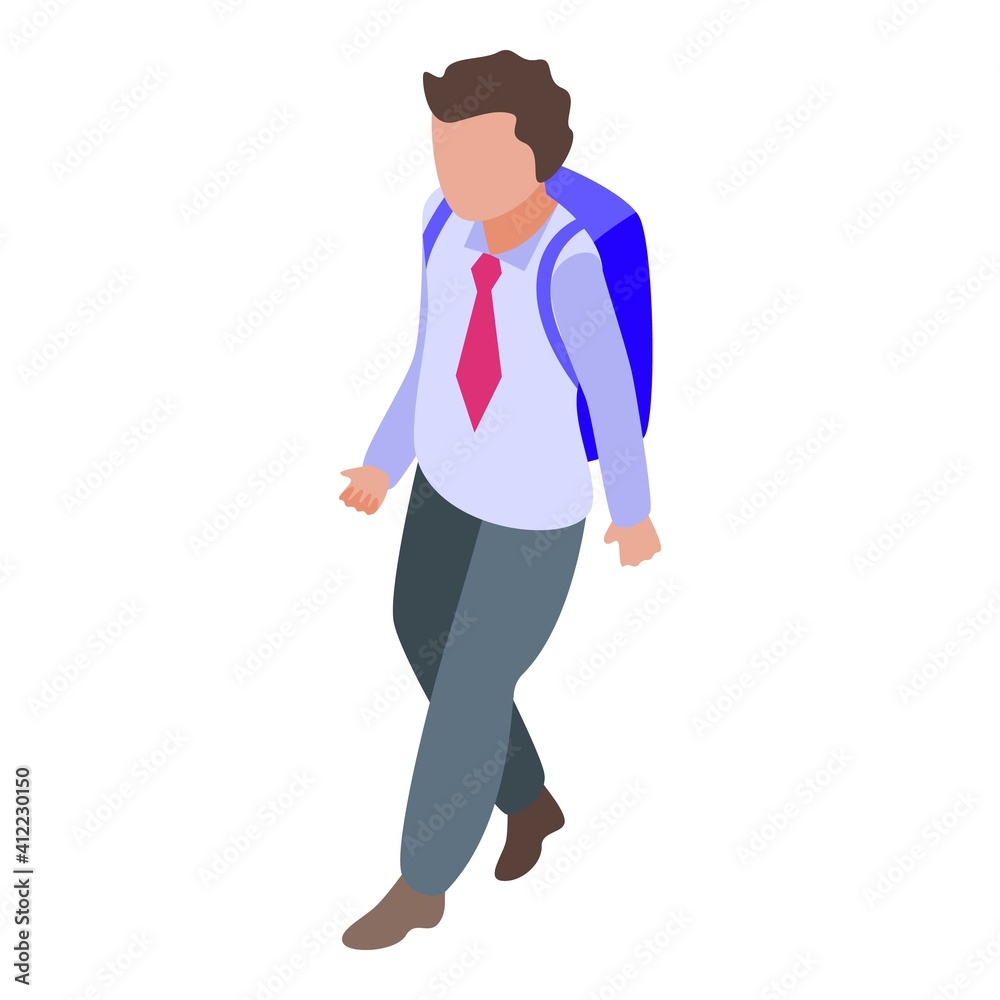 Backpack school uniform icon. Isometric of backpack school uniform vector icon for web design isolated on white background Backpack school uniform icon. Isometric of backpack school uniform vector icon for web design isolated on white background