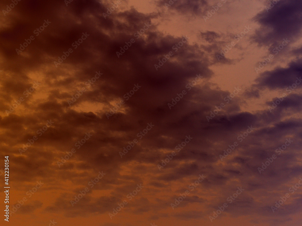 Abstract exclusion evening light style on sky fluffy clouds  Mystery natural image for discovery with copy space