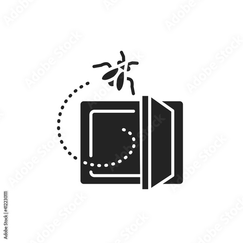 Empty safe with moth line color icon. Sign for web page, mobile app