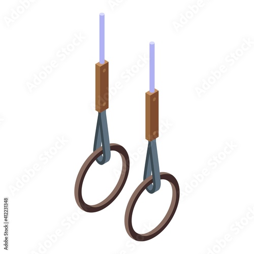 School gym rings icon. Isometric of school gym rings vector icon for web design isolated on white background