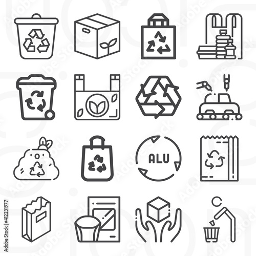 16 pack of plastics  lineal web icons set