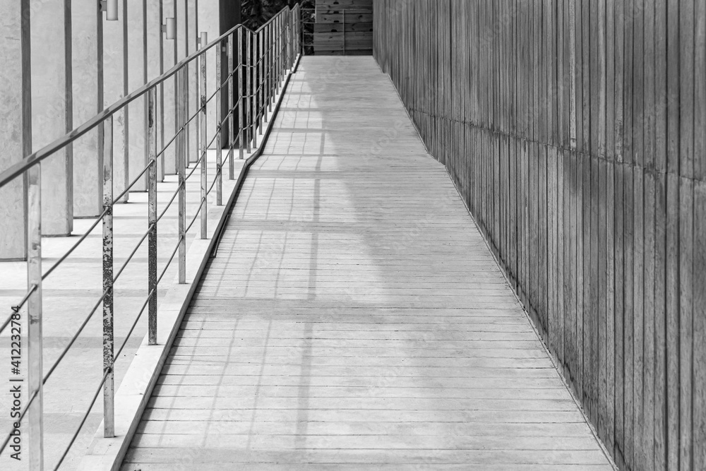 Cement stairway up the building for wheelchair Cement stairway up the building for wheelchair