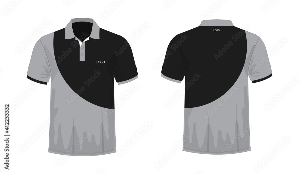 Tshirt Polo grey and black template for design on white background