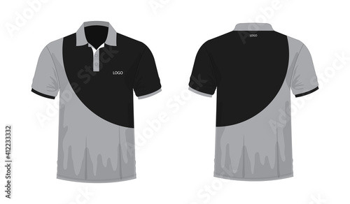 T-shirt Polo grey and black template for design on white background. Vector illustration eps 10.