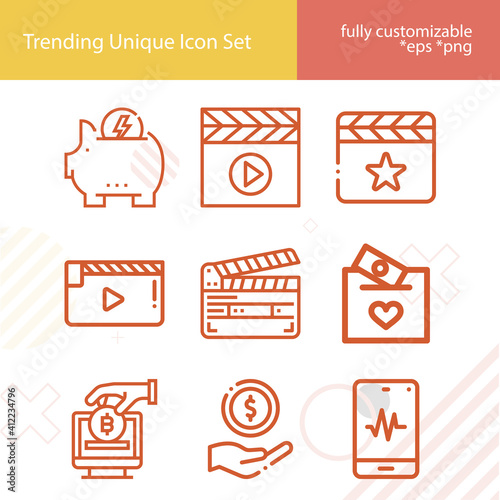 Simple set of dies related lineal icons.