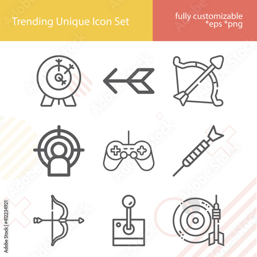 Simple set of soccer players related lineal icons.