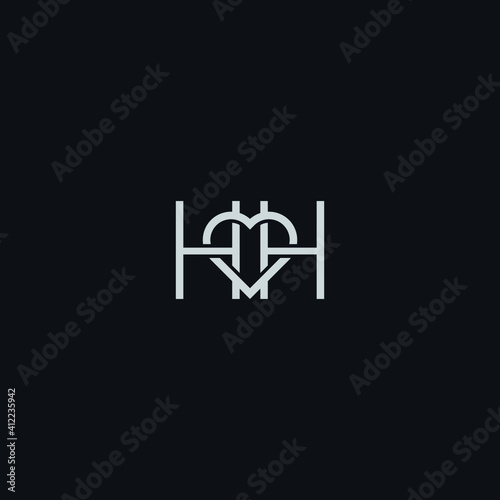 letter H or HH combination love logo vector illustration