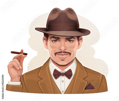 Retro Man with Cigar