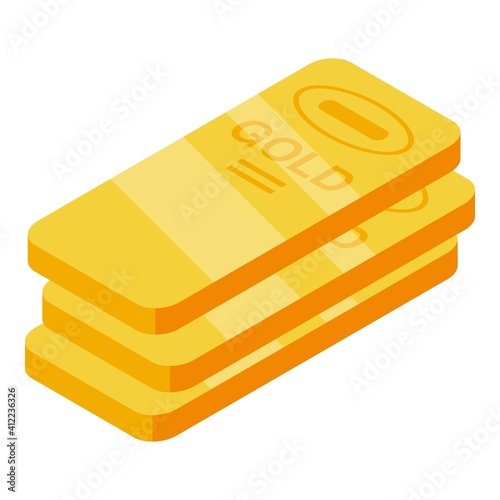 Golden bars icon. Isometric of golden bars vector icon for web design isolated on white background