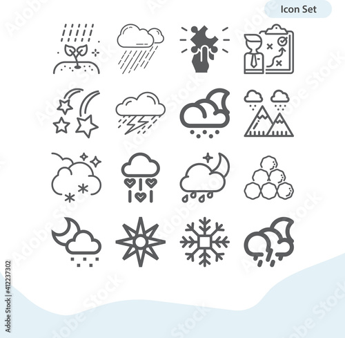 Simple set of precipitate related lineal icons.