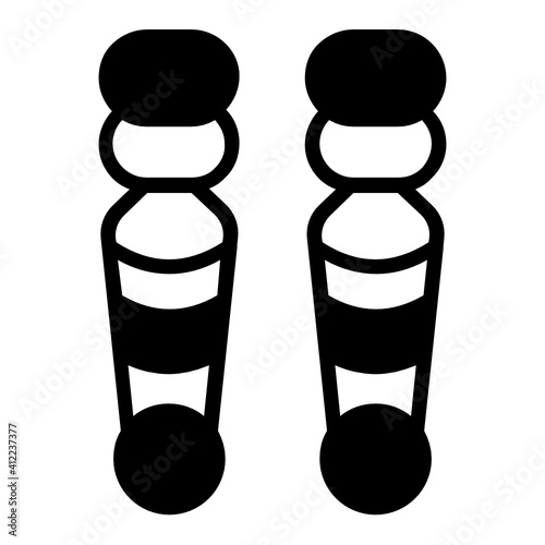 Players Shin and Leg Guards Concept Vector Glyph Icon Design, Base ball Symbol on white background, bat and ball game Sign, Sports equipment Stock,