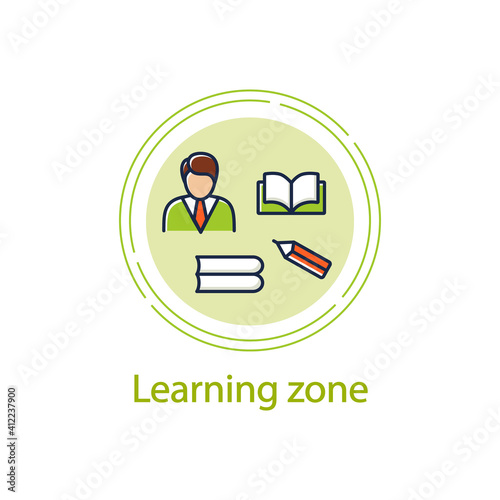 Learning zone concept line icon. Route to success. Self improvement and self realization. Business and career development. Education, training. Vector isolated conception metaphor illustration