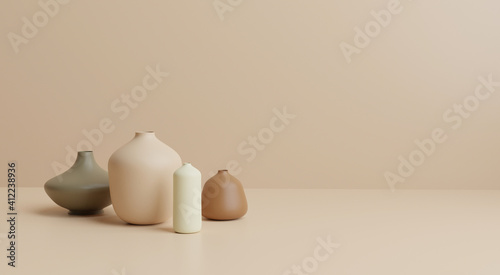 Home interior decor vase in pastel background