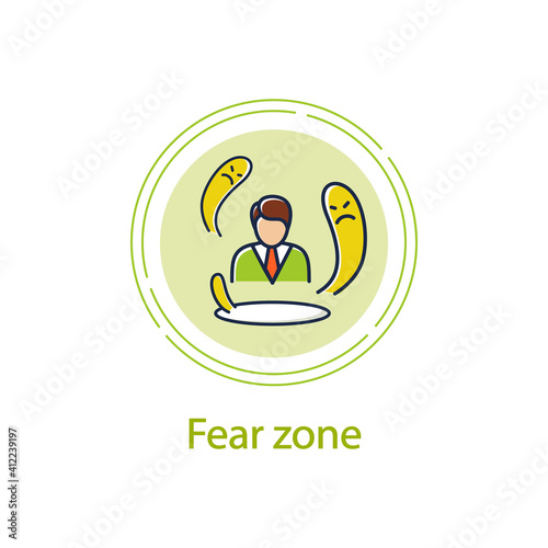 Fear zone concept line icon. Route to success. Self improvement and self realization. Business and career development. Fear fighting. Vector isolated conception metaphor illustration