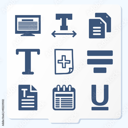 Simple set of 9 icons related to word order