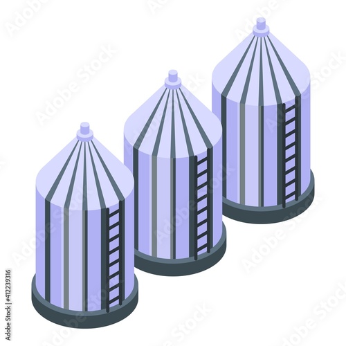 Farm dairy containers icon. Isometric of farm dairy containers vector icon for web design isolated on white background